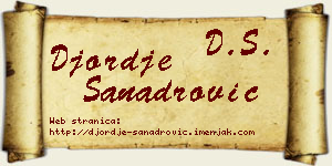 Đorđe Sanadrović vizit kartica